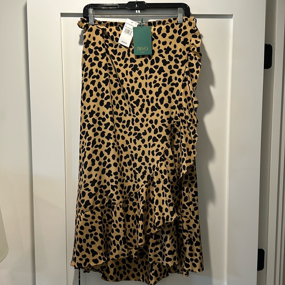 NWT Rixo Leopard print tie skirt - Size XL